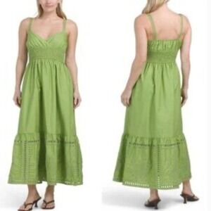CALYPSO ST. BARTH Sleeveless Embroidered Eyelet 100% Cotton Maxi Dress - Size SP